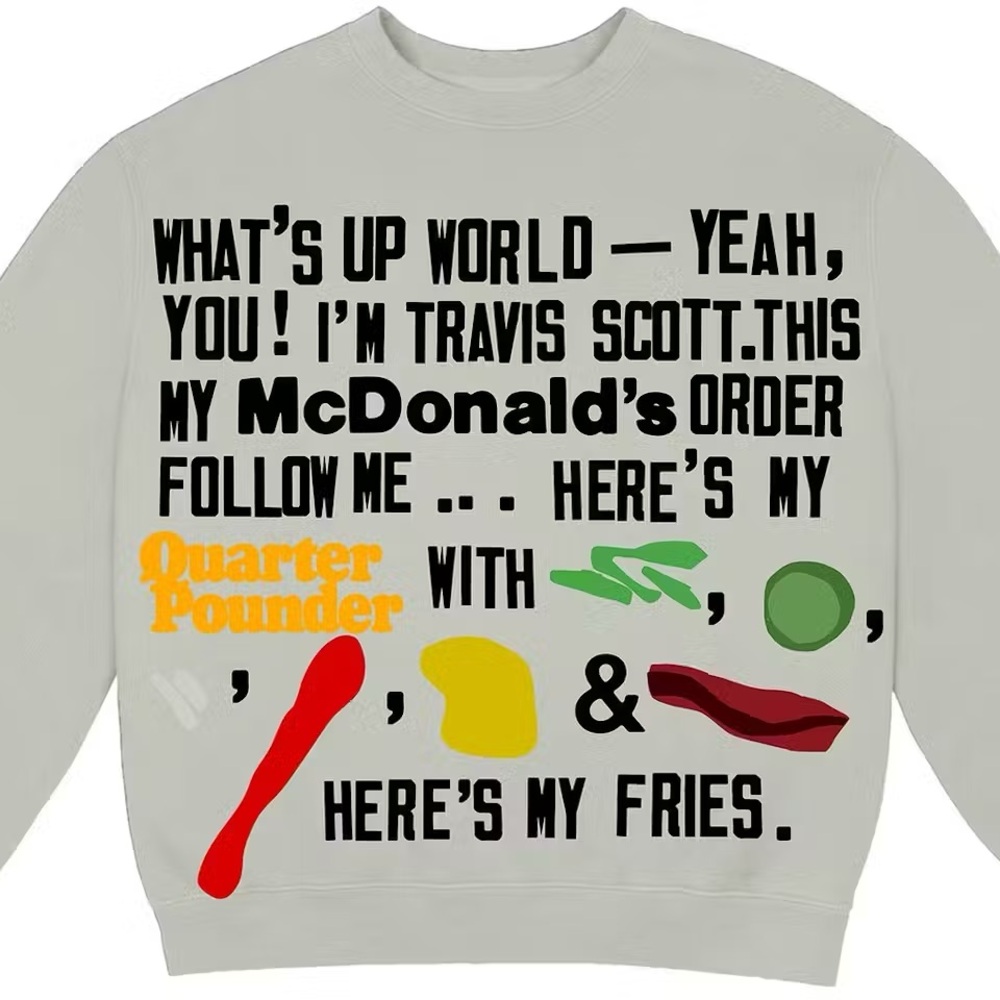 Travis Scott / Cactus Plant Flea Market / McDonalds Sweatshirt in Grey Sz Medium